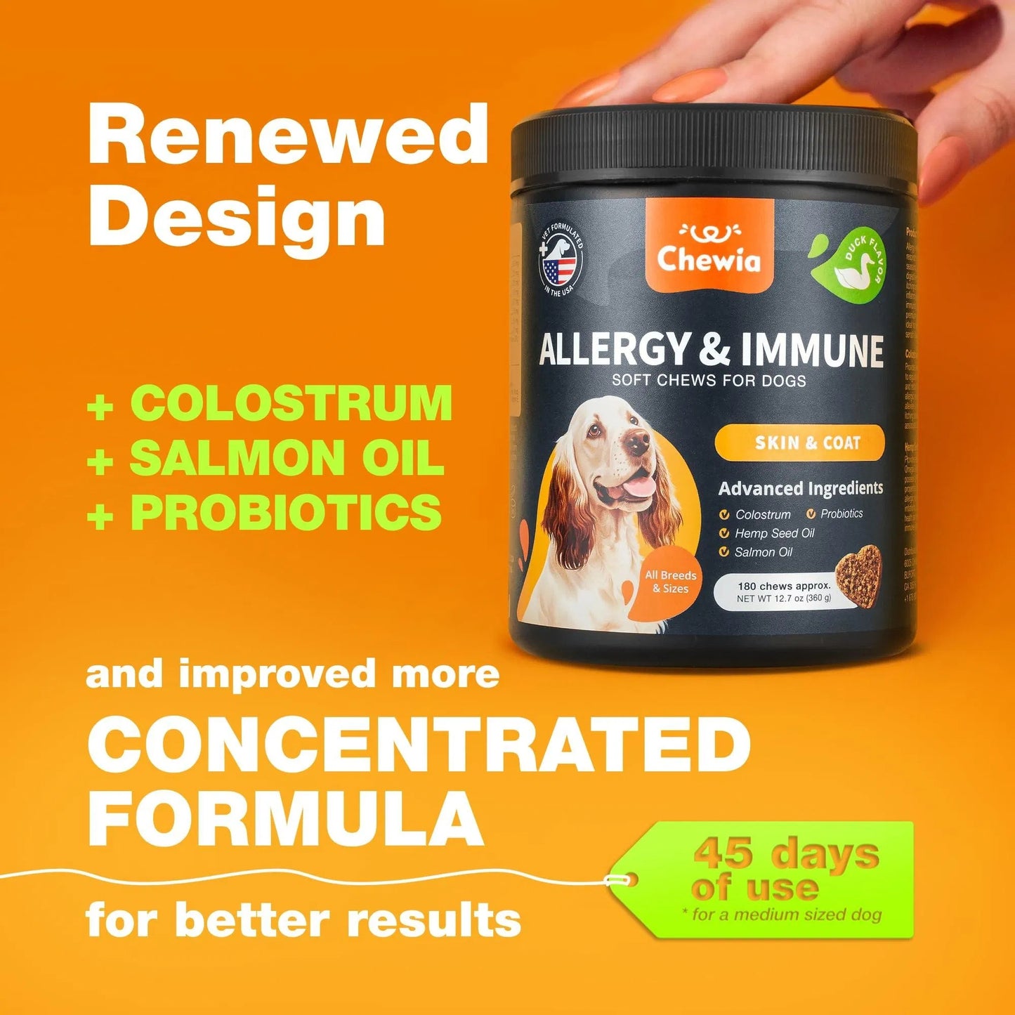 Vet-Formulated USA Dog Allergy Relief Chews Anti-Itch Skin Relief with Salmon Oil - Immune Support Seasonal Allergies, Hot Spots & Itching - Delicious Soft Treats