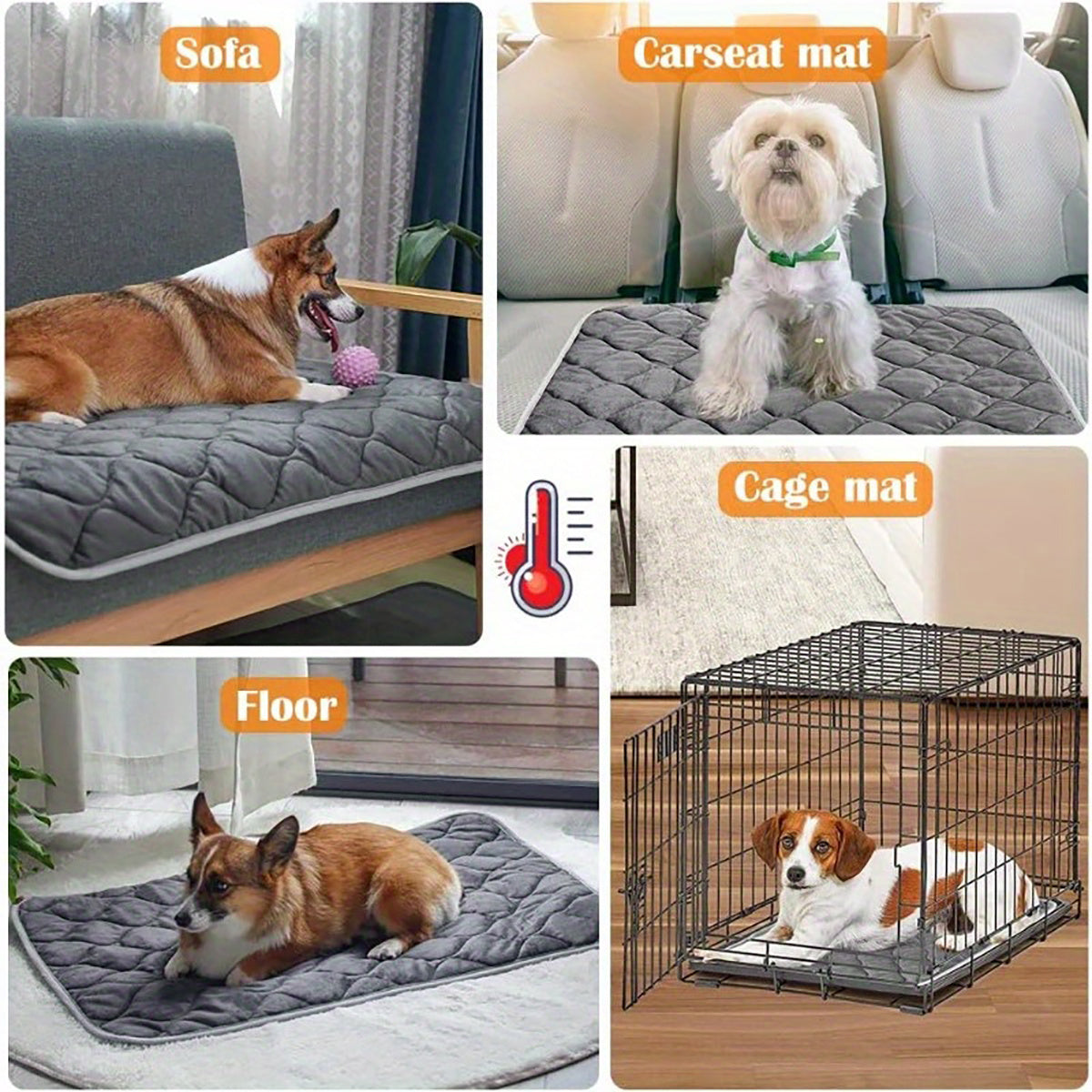 Premium Self-Heating Pet Bed Mat for Dogs Cats - Extra Warm Thermal Pad Non-Slip Bottom | Washable Crate Blanket for Indoor Outdoor Use | Self Heating Cat Mat Dog Bed with Insulated Liner