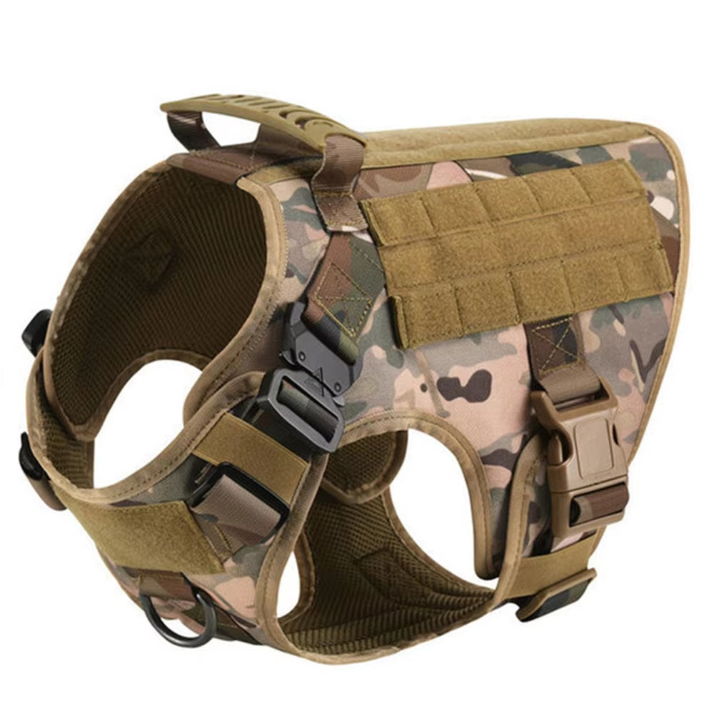 Luxury Pet Harness Dog Leash Set Camouflage Nylon Chest Harness for Dogs Adjustable Padded Comfort Heavy Duty Pet Harness Leash Set Fashionable Outdoor Dog Gear for Medium Large Dogs Training Walking Supplies