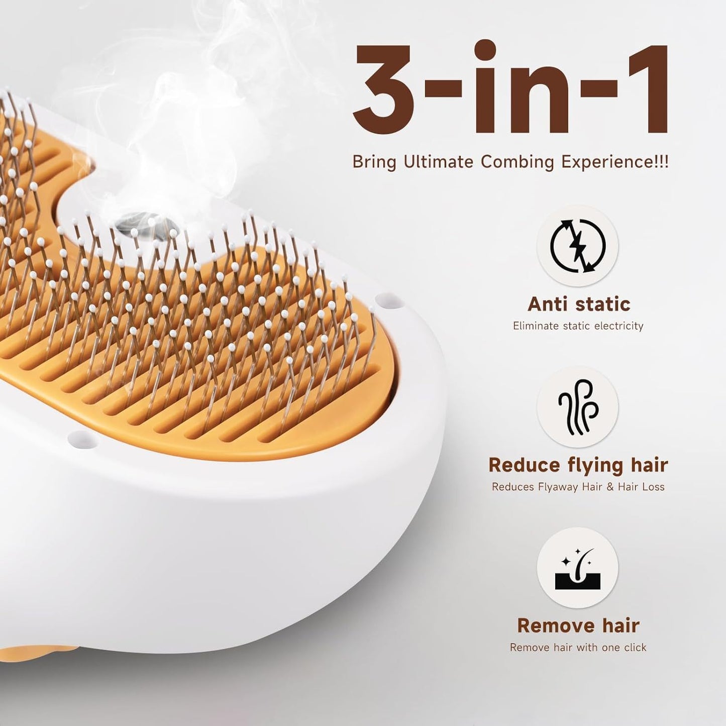 Universal 3 in 1 Pet Steam Brush for Cats Dogs Spray Hair Removal Comb with Waterless Shampoo Ear Towel Pet Grooming Tool for Home Travel Easy Grooming Deshedding Cleaning