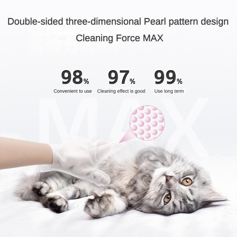Premium Hypoallergenic Pet Bathing Wipes - Travel Size | Coconut Oil Nourishes Fur, Deodorizes for Dogs Cats | Daily Care Cleaning Gloves