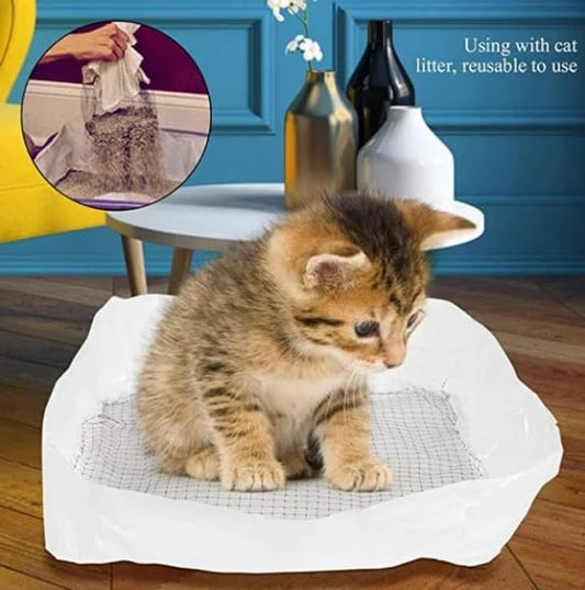 1 Pack 10PCS Reusable Washable Mesh Cat Litter Filter Bags Quick Sift Litter Cleaner Non Dirty Easy Clean Pet Litter Sifting Bags for Cat Litter Box Maintenance
