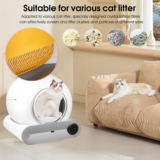 Self-cleaning Litter Box Automatic Scooping Deodorization App Control 2.4G WiFi Intelligent Litter Box with Padding
