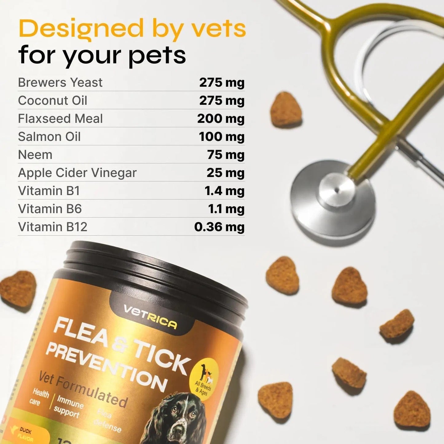 Vet-Formulated Flea & Tick Prevention Chews for Dogs Immune Support + Flea Tick Control - Soft Treats All Breeds & Ages - Natural Flea Tick Supplement