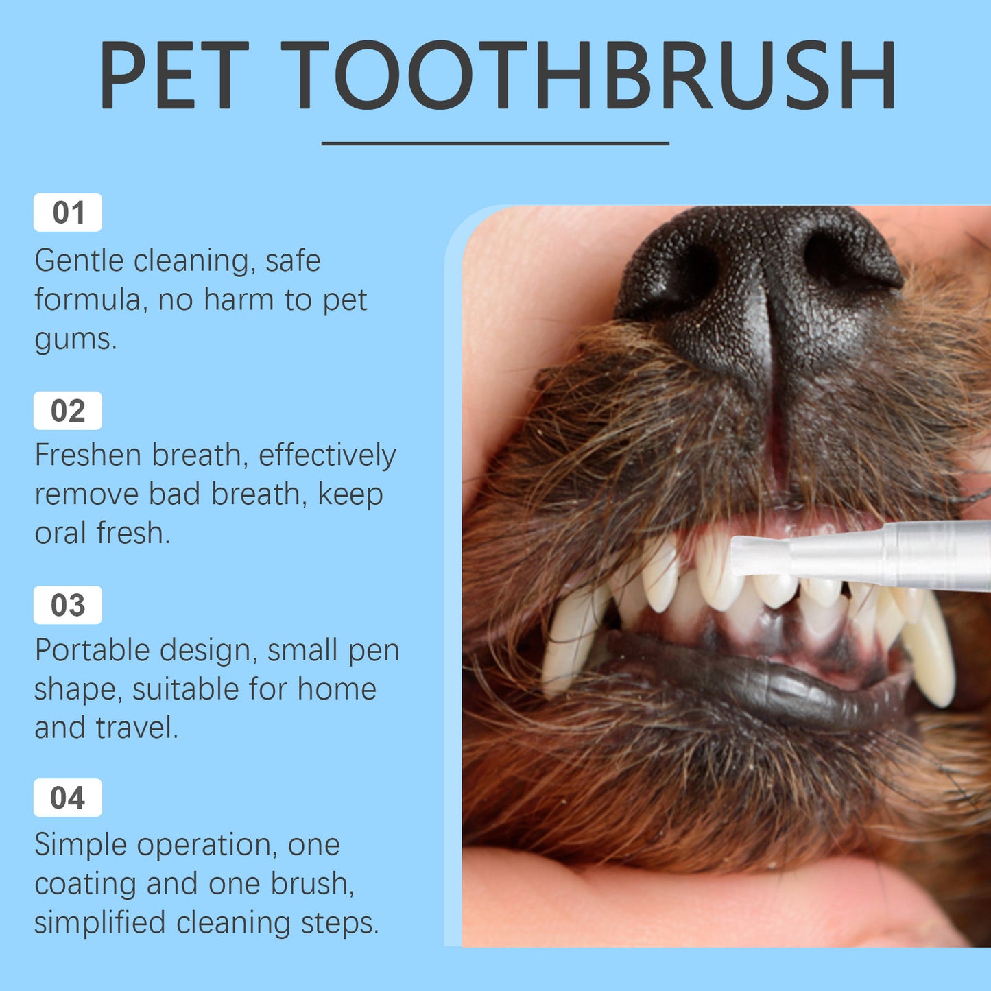 Oat Extract & Xylitol Pet Toothbrush - Ergonomic Design for Perfect Tooth Fit, Deep-Clean Gaps & Remove Plaque, Maintain Oral Health