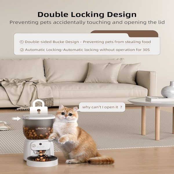 LAMPICK 1080P HD Smart Cat Feeder with Camera - App-Controlled Auto Feeding, Two-Way Audio, Motion Detection