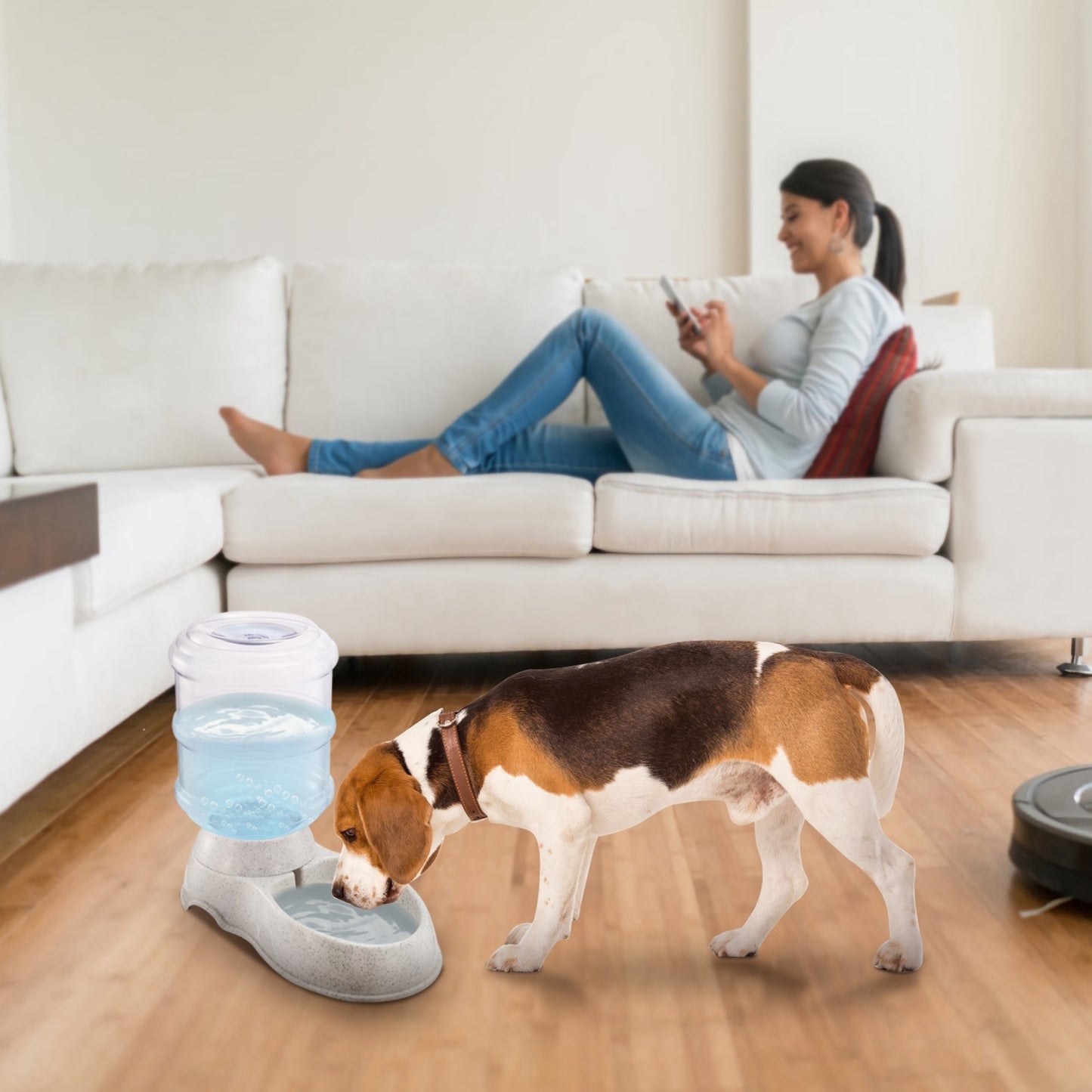 3.5L 1Gal Pet Water Dispenser Gravity Self-Dispensing Automatic Waterer for Cats Dogs Large Capacity BPA-Free Durable Pet Water Feeder Anti-Slip Base Pet Supplies