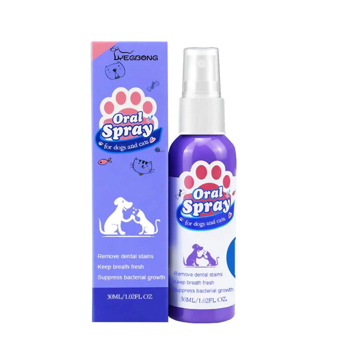 Yegebang Pet Oral Cleaning Spray - Teeth Cleaning & Deodorizing for Cats & Dogs - Fresh Breath Formula
