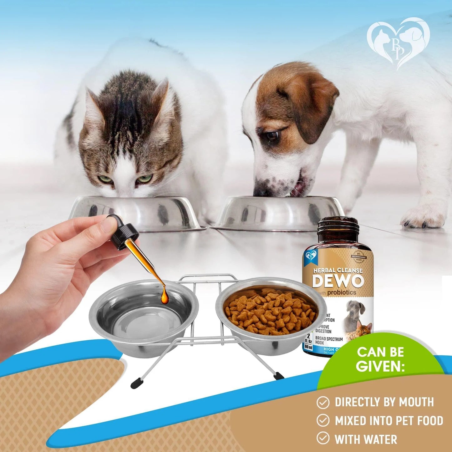 Natural Probiotic Dewormer for Cats & Dogs - Herbal Liquid Drops Parasite Prevention & Digestive Support - Safe for Kittens & Puppies Daily Use - Mix with Pet Food for Worm Control