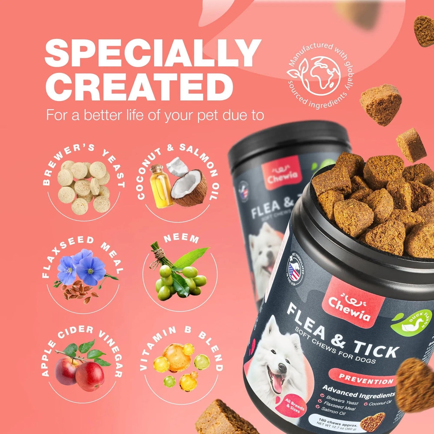 Natural Flea & Tick Prevention Chews for Dogs - Immune Support Delicious Soft Treats - All-Breed Safe Flea Tick Control Vet-Recommended Flea Tick Chews with Immune Boost