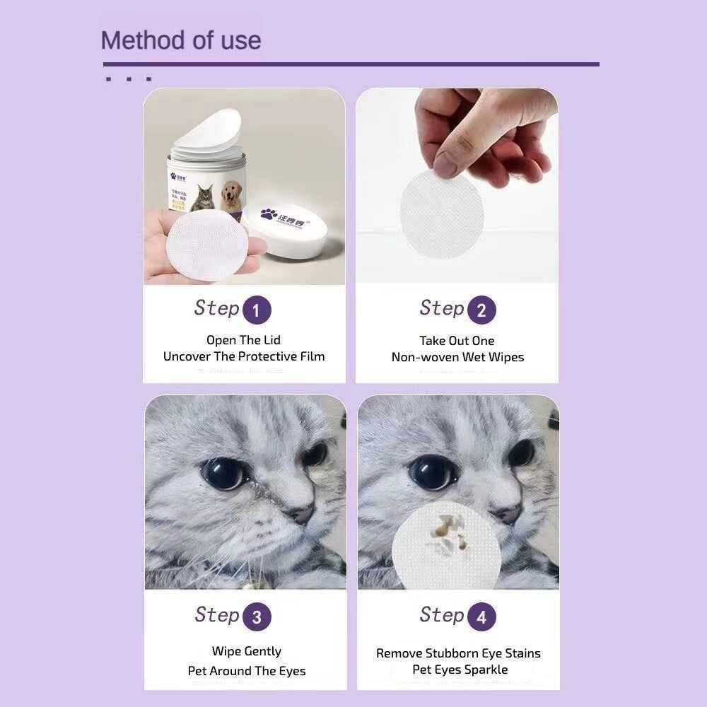 Premium Pet Eye Wipes - 200 Count | Tear Stain Remover, Gentle Cleaning for Dogs Cats | Removes Dirt Debris, Hypoallergenic Formula
