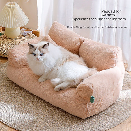 Large Flannel Warm Cat Sofa Universal Pet Kennel Cozy Plush Pet Bed for Cats Dogs Indoor Outdoor Pet House Furniture