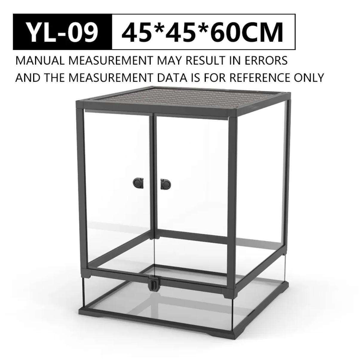 30 Gallon Large Assembled Reptile Glass Terrarium Front Opening Double Hinged Door Top Screen Ventilation Breeding Tank for Lizards Snakes Turtles Amphibians Reptile Habitat