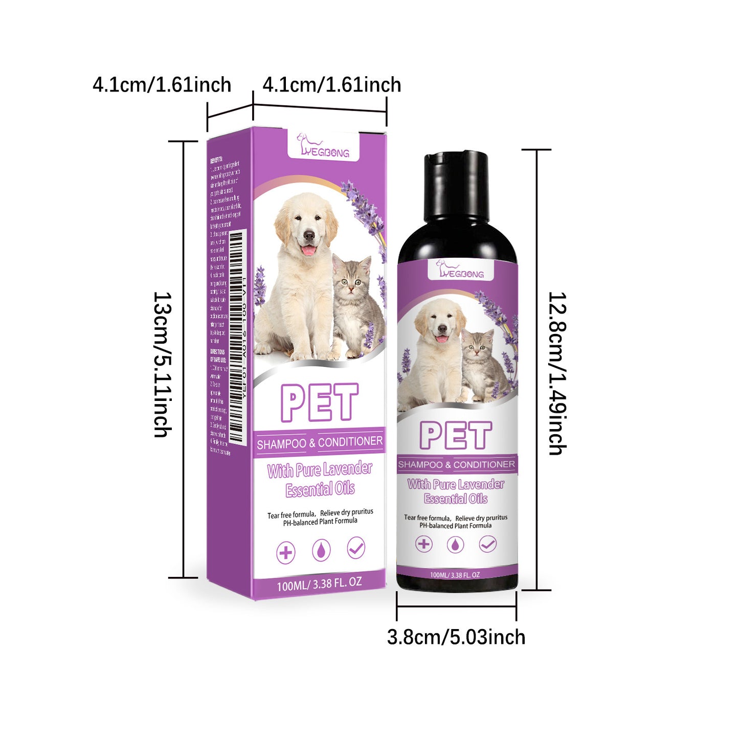 Premium Lavender Oil Pet Shampoo - Mild Plant Formula for Skin pH Balance | Flea Repellent & Deep Cleansing | Fresh Scent for Happy Pets