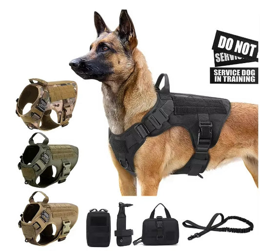 Luxury Pet Harness Dog Leash Set Camouflage Nylon Chest Harness for Dogs Adjustable Padded Comfort Heavy Duty Pet Harness Leash Set Fashionable Outdoor Dog Gear for Medium Large Dogs Training Walking Supplies