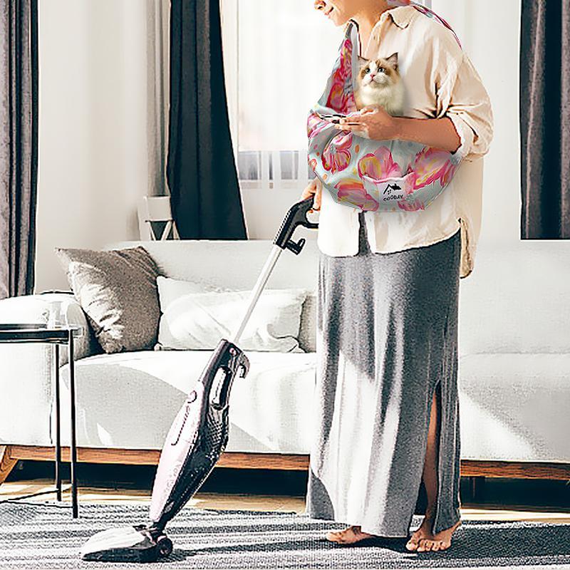 Hands Free Pet Sling Carrier For Small Medium Pets Keep Furry Baby Close Soft Secure Calming For Walks Errands Home Use Reversible 2 In 1 Design With Pocket