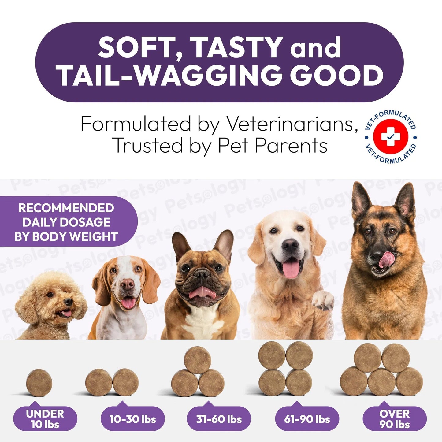 Vet - Recommended Dog Multivitamin Chews with Glucosamine - 170 Chews for Hip & Joint Health Support Immune, Skin, Coat, Gut & Heart Suitable for Senior Dogs & Puppies