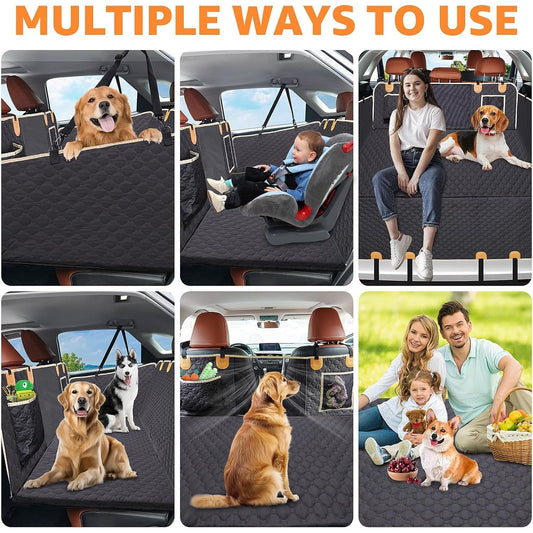 Premium Dog Car Back Seat Extender - Waterproof Hammock | 600D Heavy Duty, Scratch Proof, Non-Slip | Hard Bottom Detachable for SUVs, Travel