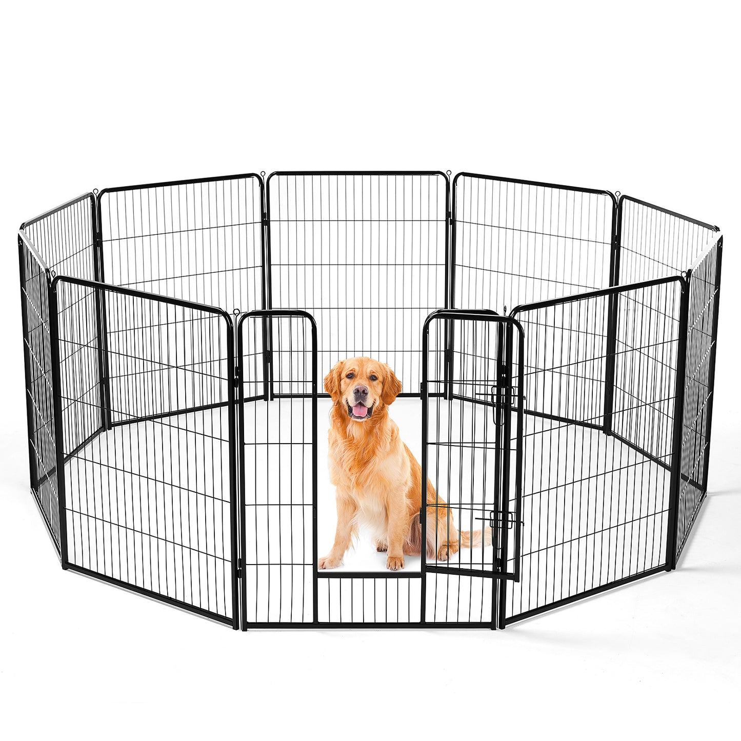 Dog Playpen Indoor Fence Pet Play Yard Game Fence Foldable Portable Dog Enclosure for Puppy Training Exercise Playpen with Gate Sturdy Metal Pet Fence Indoor Outdoor Pet Supplies