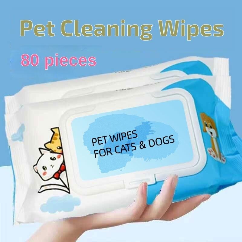 Premium Plant-Based Pet Wet Wipes - Unscented for Paws Butt Ears Eyes | Cleaning Deodorizing, Hypoallergenic for Dogs Cats