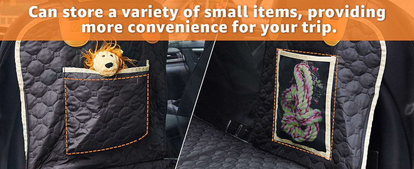 Premium Dog Car Back Seat Extender - Waterproof Hammock | 600D Heavy Duty, Scratch Proof, Non-Slip | Hard Bottom Detachable for SUVs, Travel