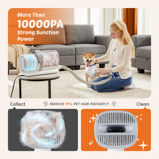 Pet Grooming Cleaning Kit 6 Size Clipper Guide Comb 99% Pet Hair Removal Vacuum Roller Brush Nozzle Head Multi Tool Set for Home Sofa Car Pet Hair Care
