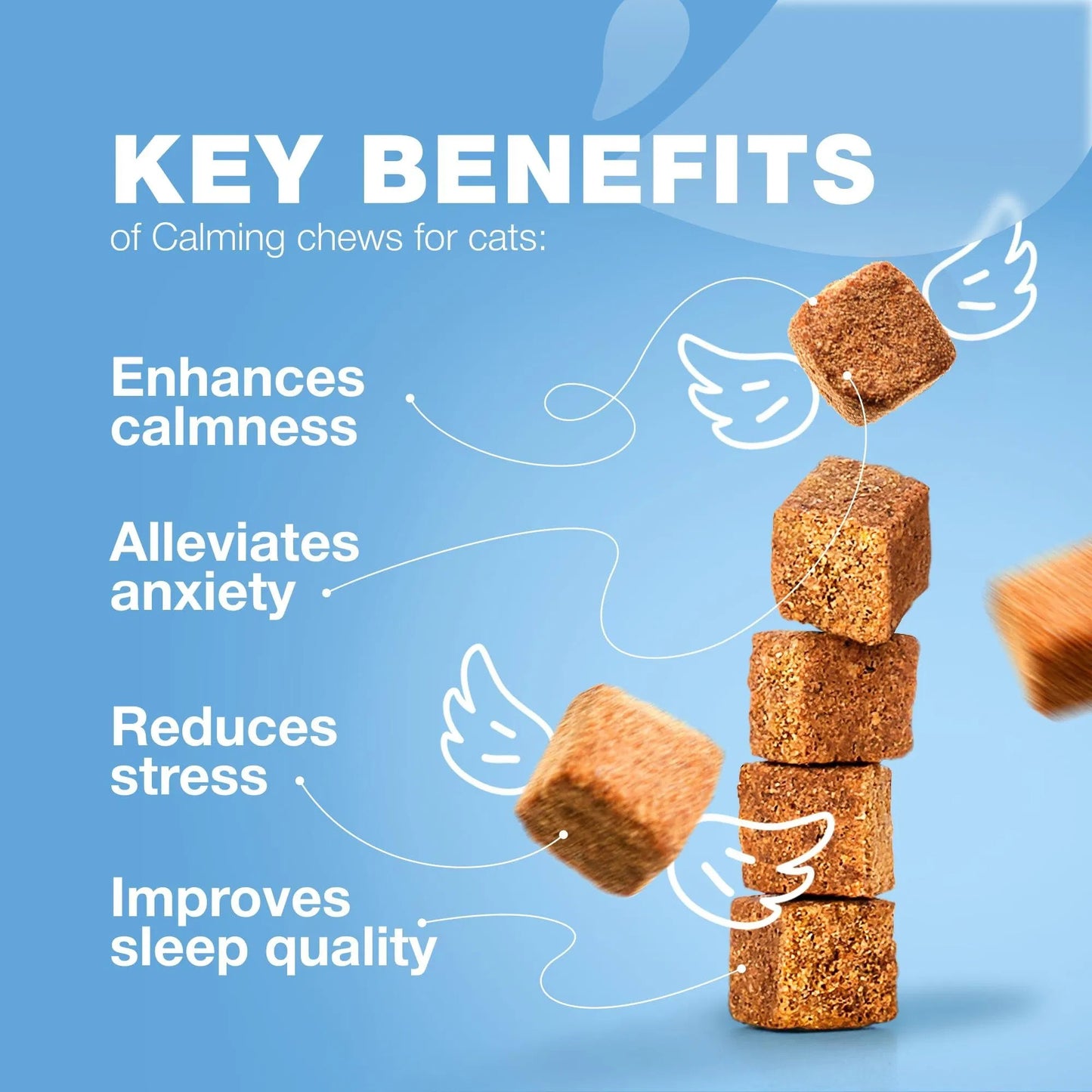 Natural Hemp & Melatonin Calming Treats for Cats with Hemp Seed Oil & Probiotics - Anxiety Relief Storms, Travel, Grooming & Separation - Soft Chews Feline Calming Aid for Stress & Daily Anxiety