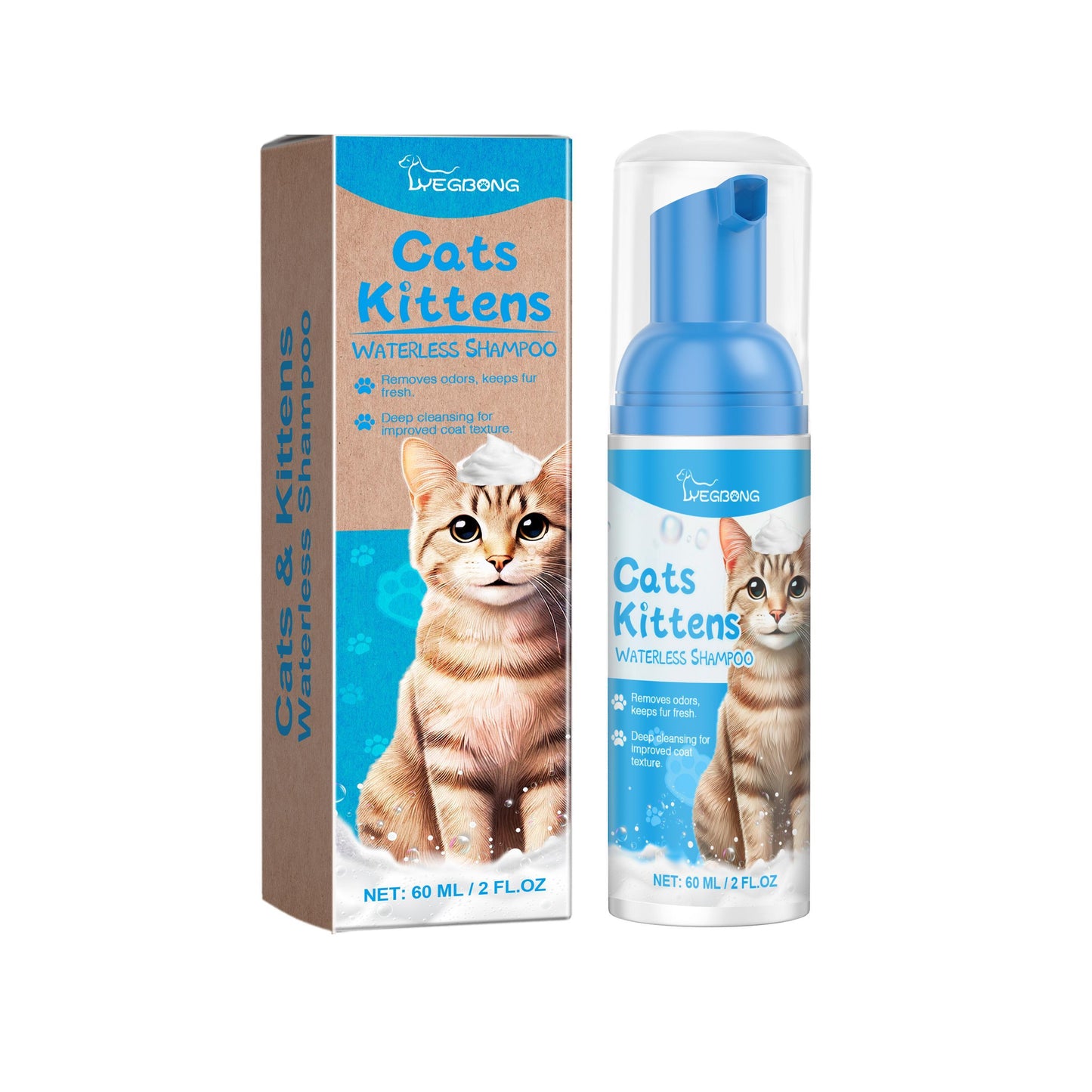 Premium Yegebang Cat Cleaning Mousse Natural Formula Mild Non-Irritating Gentle Pet Grooming Mousse for Cats Kittens Hypoallergenic No-Rinse Cat Bath Solution Pet Grooming Supplies