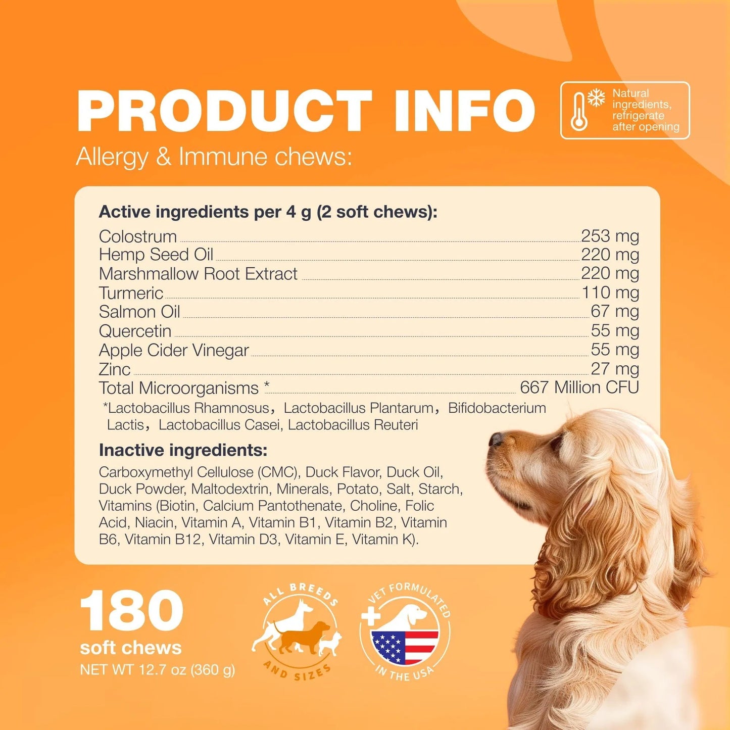 Vet-Formulated USA Dog Allergy Relief Chews Anti-Itch Skin Relief with Salmon Oil - Immune Support Seasonal Allergies, Hot Spots & Itching - Delicious Soft Treats