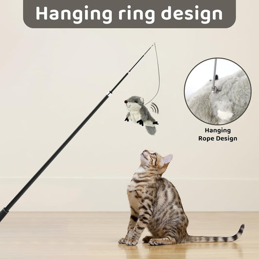 Premium PROKEl Catnip Cat Toys - Rechargeable Flapping Squirrel | Touch-Activated Lifelike Interactive Toy | Kicker Plush for All Breeds