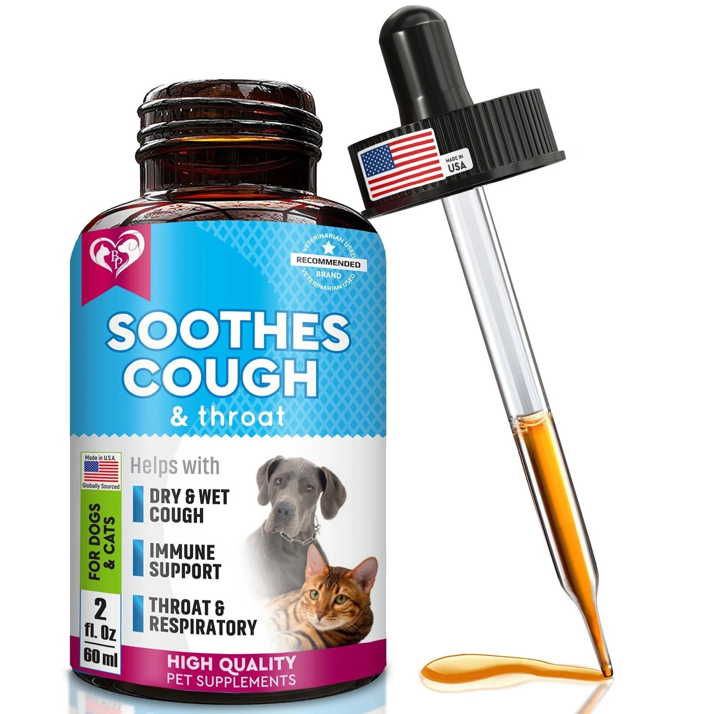 Natural Kennel Cough Remedy for Dogs & Cats - Respiratory Infection Relief Cough Suppressant, Trachea Support & Asthma Aid - Herbal Respiratory Health Supplement