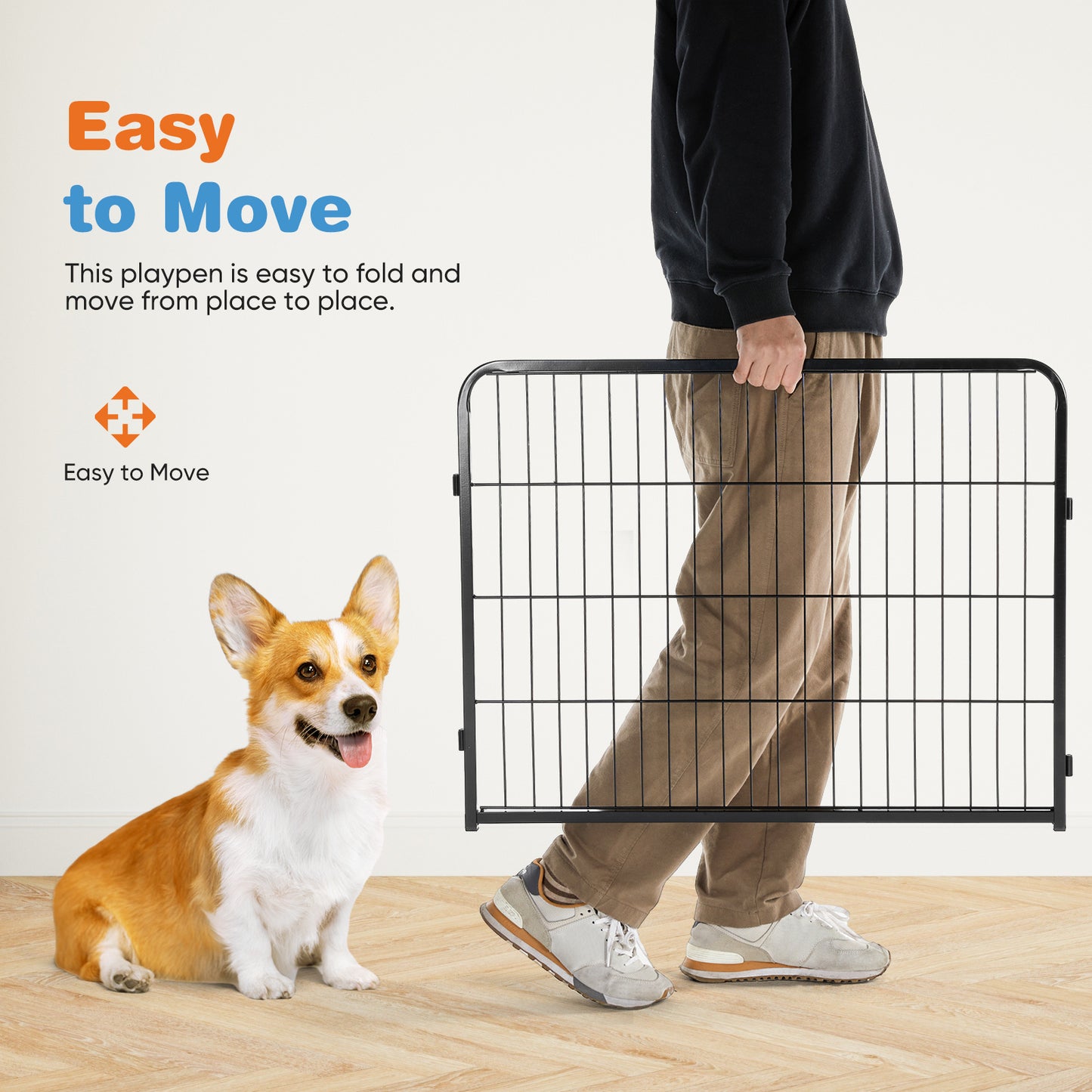 Dog Playpen Indoor Fence Pet Play Yard Game Fence Foldable Portable Dog Enclosure for Puppy Training Exercise Playpen with Gate Sturdy Metal Pet Fence Indoor Outdoor Pet Supplies