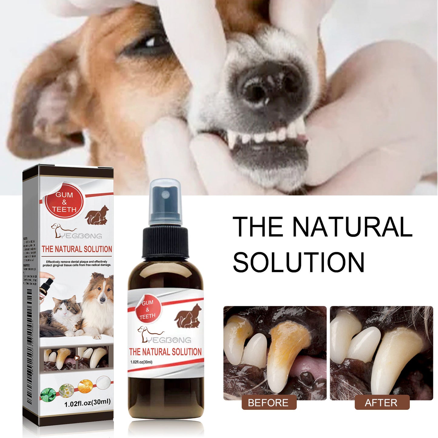 Premium Pet Dental Cleaning Spray - Tartar Remover Freshens Breath | Vet Approved Natural Formula | Safe Daily Use for Dogs Cats