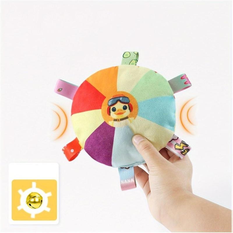 Plush Pet Dog Flying Discs Chew Toys Interactive Tug Of War Dog Toys with Bells Inside Turntable Pattern Washable Bite Resistant Pet Toys for Dogs