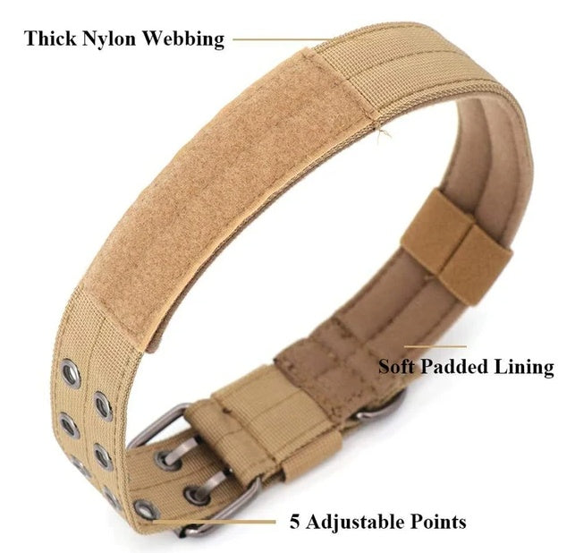 Wide Heavy Duty Nylon Tactical Dog Collar K9 Military Style with Metal Buckle for Large Dogs Durable Adjustable Pet Collar for Training Working Outdoor
