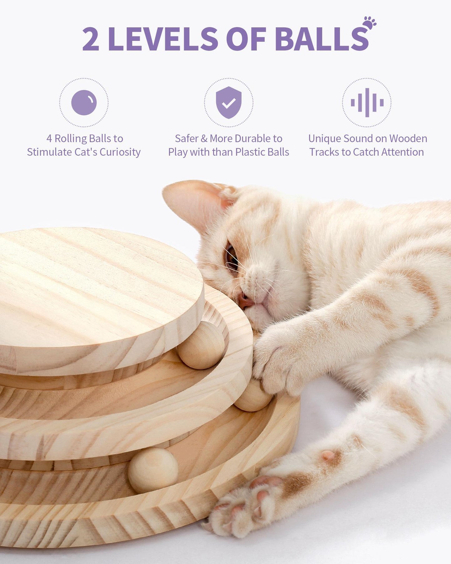 Cat Scratcher Toy 2 Level Balls Natural Sisal Post Furry Ball Fun Protects Furniture Keeps Cats Busy Safe Durable for All Cat Ages Fits Home Decor