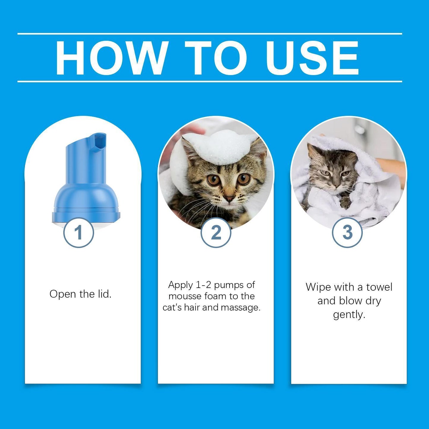 Premium Yegebang Cat Cleaning Mousse Natural Formula Mild Non-Irritating Gentle Pet Grooming Mousse for Cats Kittens Hypoallergenic No-Rinse Cat Bath Solution Pet Grooming Supplies