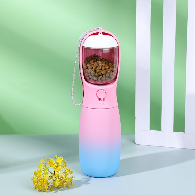 Premium Pet Fashion Hydration Gradient Travel Kettle Portable Water Bottle for Dogs Cats Leakproof One Button Drinking Fashion Gradient Color Pet Hydration Bottle
