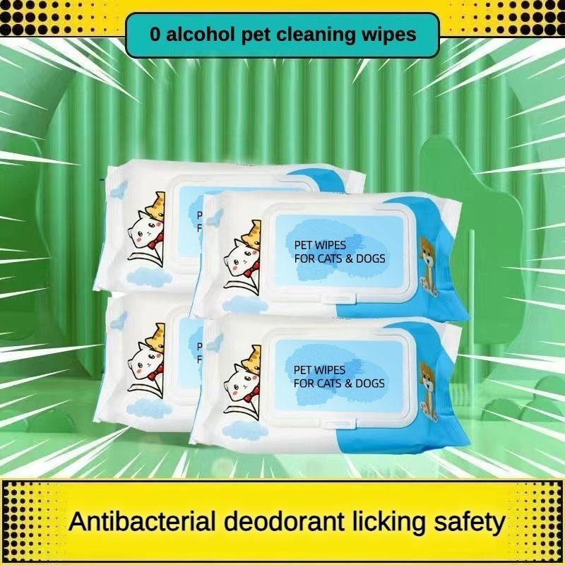 Premium Plant-Based Pet Wet Wipes - Unscented for Paws Butt Ears Eyes | Cleaning Deodorizing, Hypoallergenic for Dogs Cats