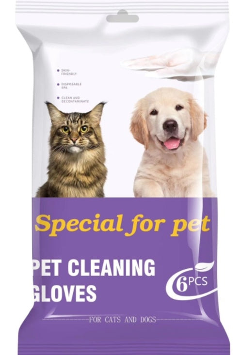 Premium Hypoallergenic Pet Bathing Wipes - Travel Size | Coconut Oil Nourishes Fur, Deodorizes for Dogs Cats | Daily Care Cleaning Gloves