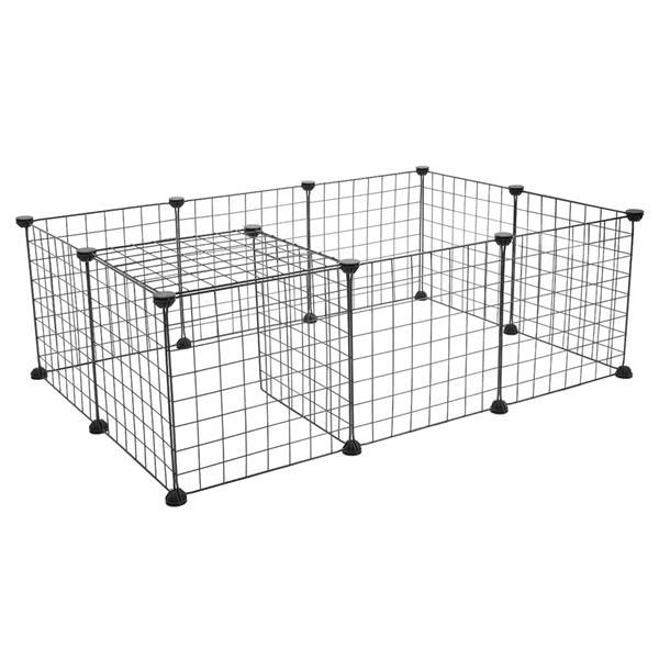 12 Pieces Iron Mesh Small Animal Playpen Portable Metal Wire Fence for Guinea Pigs Rabbits Hedgehogs Hamsters Indoor Outdoor Pet Enclosure Easy Assembly Stron