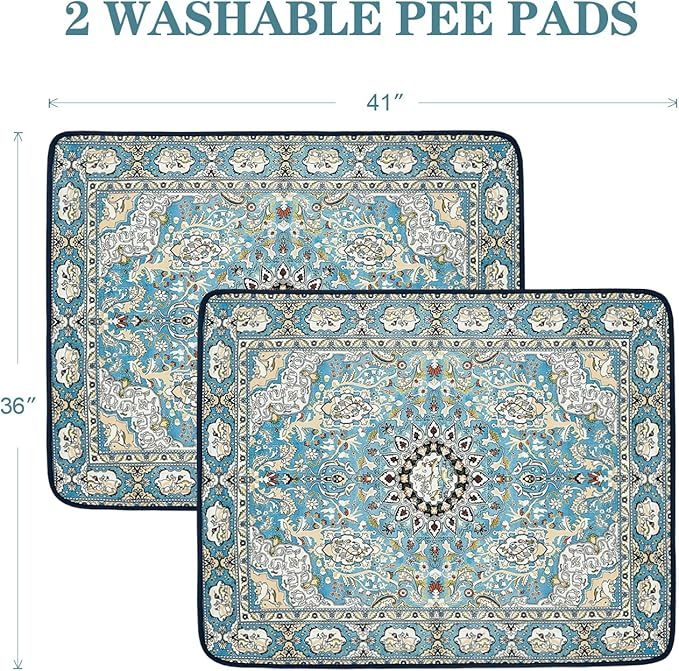 Premium Washable Dog Pee Pads 2-Pack Reusable Puppy Training Pads Super Absorbent Leakproof Non-Slip Potty Pads for Floor Crate Couch Whelping Litter Mat Puppy Supplies