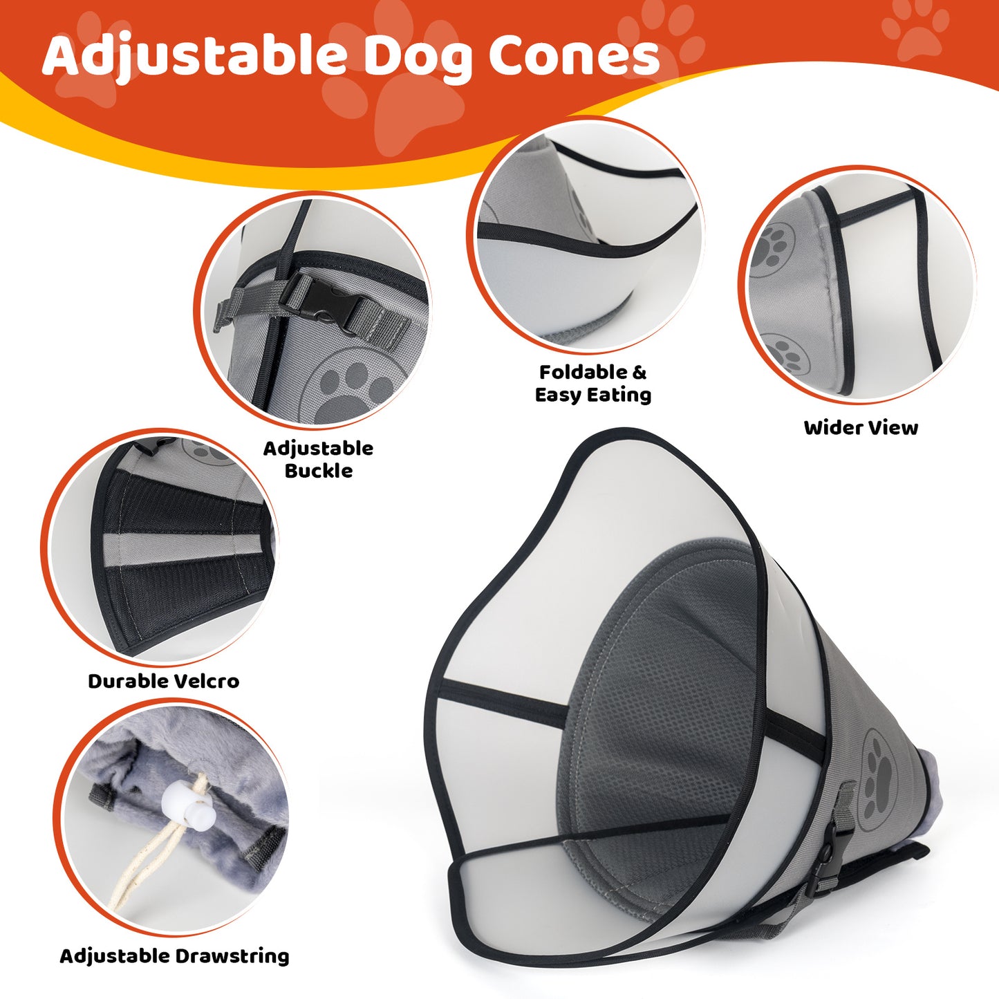 Pet Elizabethan Collar Double Layer Soft Comfortable Anti Licking Bite Cone for Dogs Cats Post Surgery Healing Protective Pet Cone Collar
