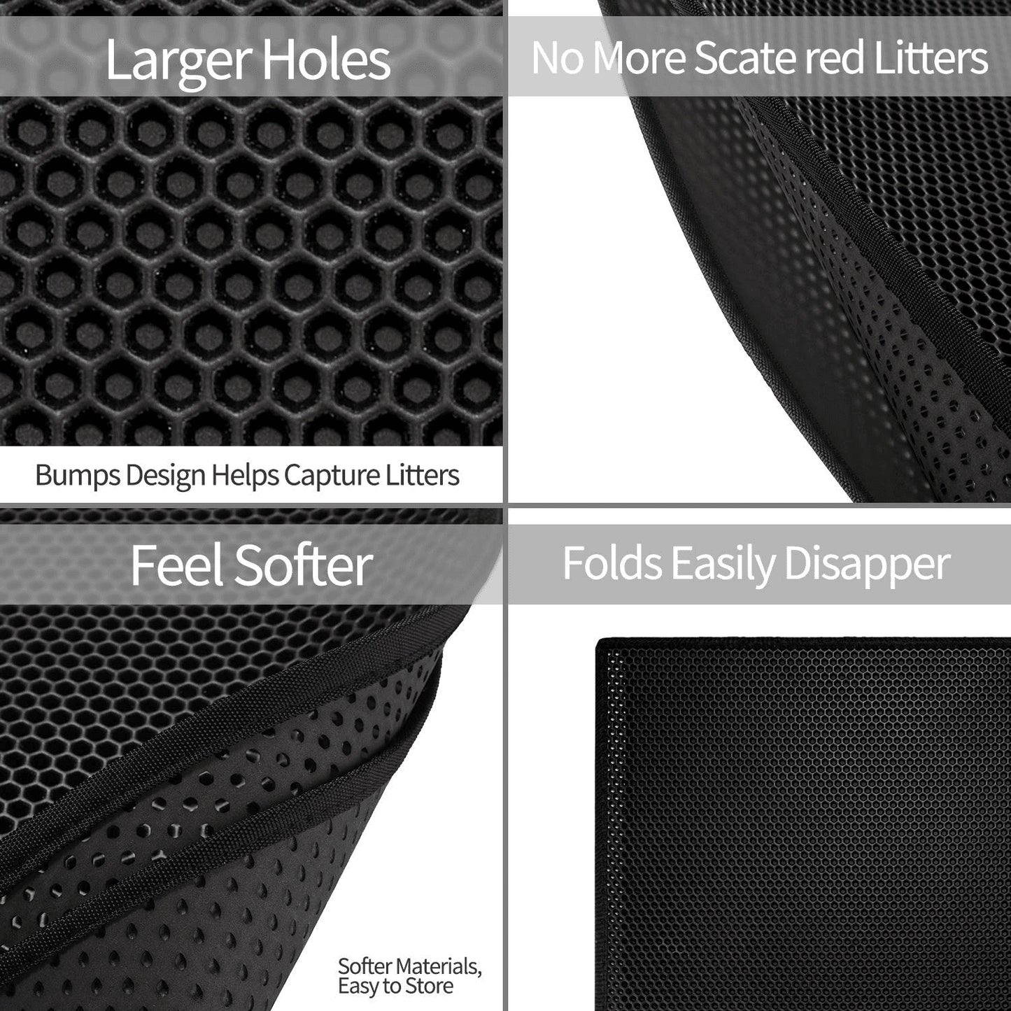 Premium Kitty Cat Litter Mat Honeycomb Double Layer Waterproof EVA Non Slip Litter Trapper Washable Pad for Litter Boxes Cat Litter Catcher Mat