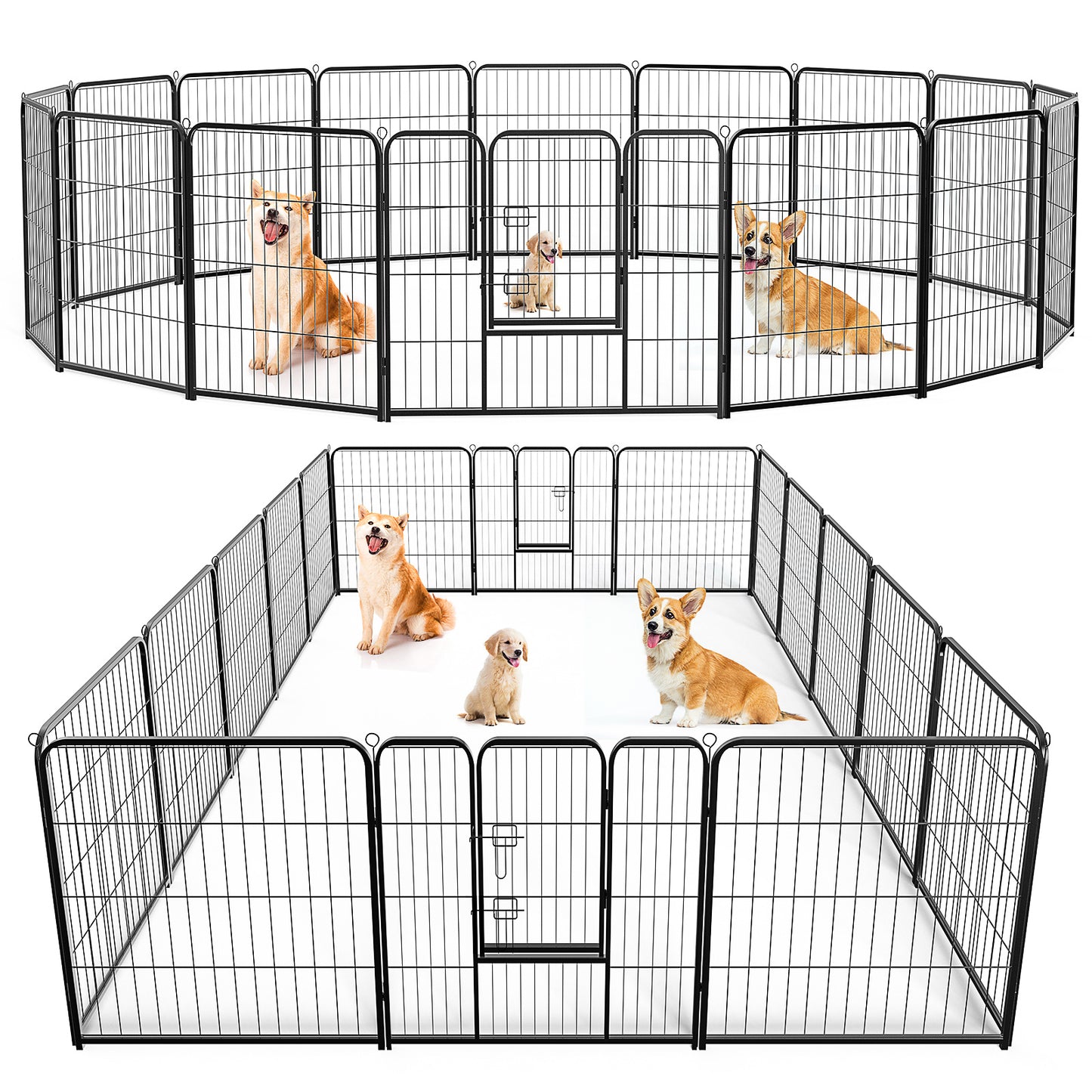 Dog Playpen Indoor Fence Pet Play Yard Game Fence Foldable Portable Dog Enclosure for Puppy Training Exercise Playpen with Gate Sturdy Metal Pet Fence Indoor Outdoor Pet Supplies