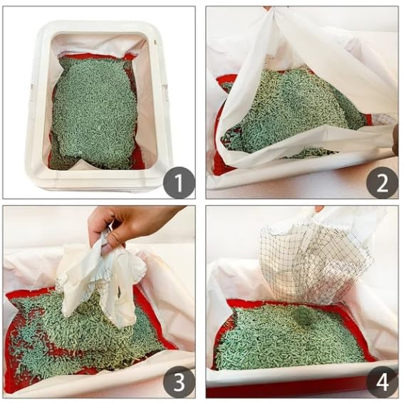 1 Pack 10PCS Reusable Washable Mesh Cat Litter Filter Bags Quick Sift Litter Cleaner Non Dirty Easy Clean Pet Litter Sifting Bags for Cat Litter Box Maintenance