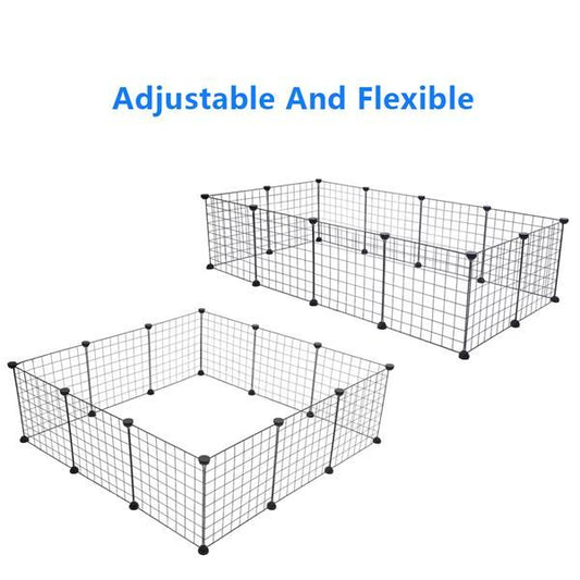 12 Pieces Iron Mesh Small Animal Playpen Portable Metal Wire Fence for Guinea Pigs Rabbits Hedgehogs Hamsters Indoor Outdoor Pet Enclosure Easy Assembly Stron
