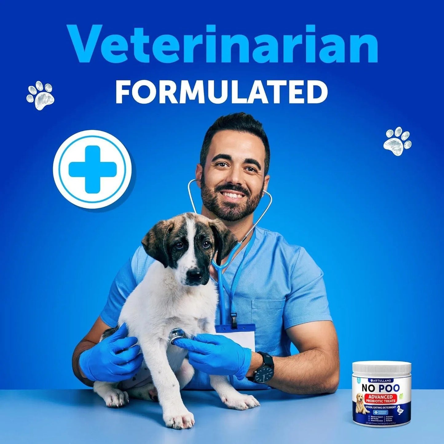 Vet - Formulated Dog No Poo Chews Stop Poop Eating - Probiotics & Enzymes Formula Prevent Coprophagia, Support Gut Health Immune Boosting Treats for Puppies & Dogs
