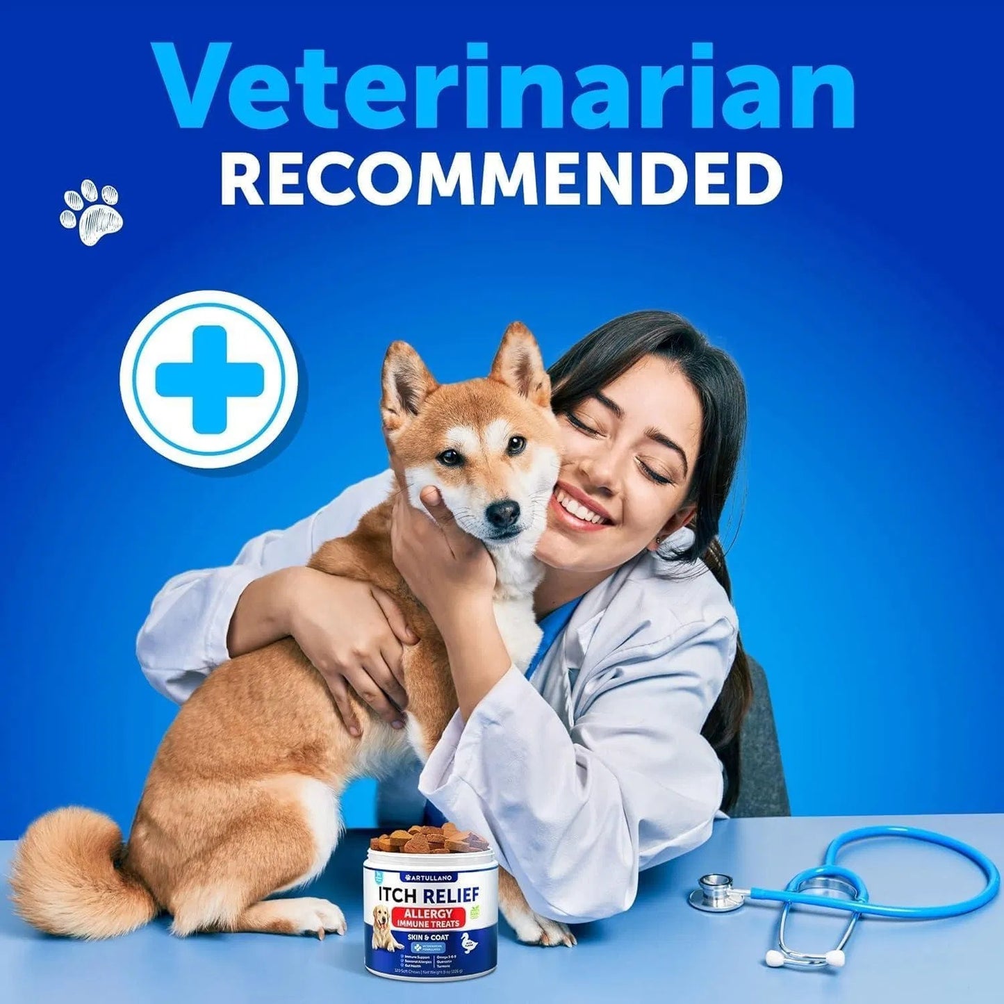 Vet-Formulated Dog Allergy Relief Chews with Omega-3 Fish Oil - Anti-Itch Skin & Coat Support Seasonal Allergies, Hot Spots & Immune Health 120 Soft Treats for Canine Itching Relief