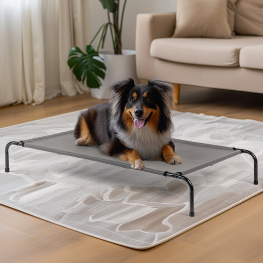 Elevated Dog Bed - 8in Height, Cool Airflow Design, 60LB Capacity, Indoor/Outdoor Pet Bed